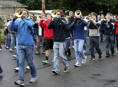 The MIHS marching band gets ready for their trip to London. The band leaves on Tuesday