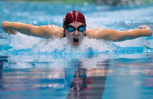 Mercer Islander Rachel Godfred won the 3A state swim title in the 200-yard individual medley event at the King County Aquatic Center in Federal Way