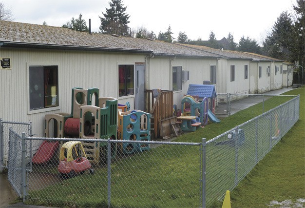 Portables in the Mercer Island School District include these at West Mercer Elementary School. The Mercer Island School District presently has portables at the middle school and all three elementary schools. These temporary structures house 650 students
