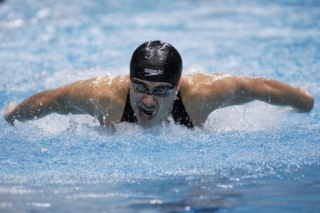 Murray Longbotham won the 100-yard butterfly event during the boys' Washington state 3A swimming and diving championship at the King County Aquatic Center in Federal Way on Saturday