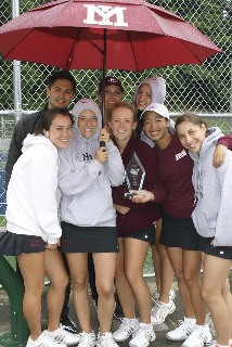 The Mercer Island girls tennis team won the SeaKing district tournament title on Wednesday afternoon. Tournament play continues this afternoon after weather delays earlier in the tournament.