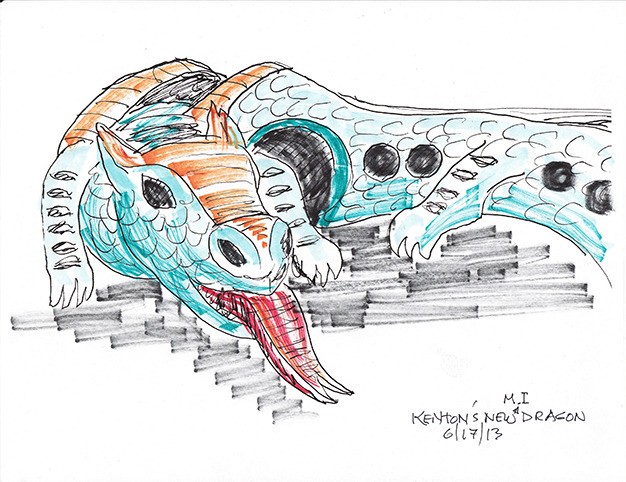 Kenton Pies' rough sketch of the new dragon