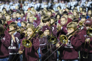Over 800 students played for All-Island Band Night during halftime at the Mercer Island High School football game against Sammamish High School on Mercer Island