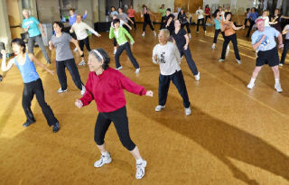 Jazzercise participants work out at the Community Center at Mercer View on Mercer Island