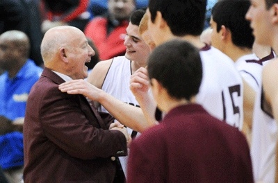 Wearing his signature maroon blazer during a Mercer Island High School basketball game in 2008