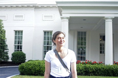 Mika Kurose Rothman stands outside the White House