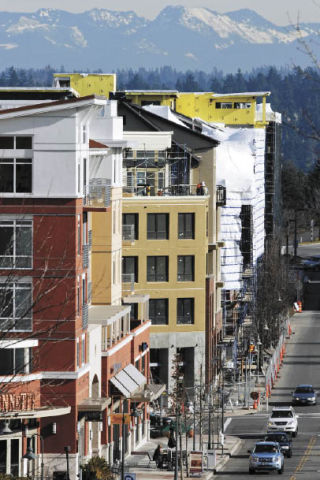 New construction projects continue in this view east along S.E. 27th Street in the downtown business district of Mercer Island