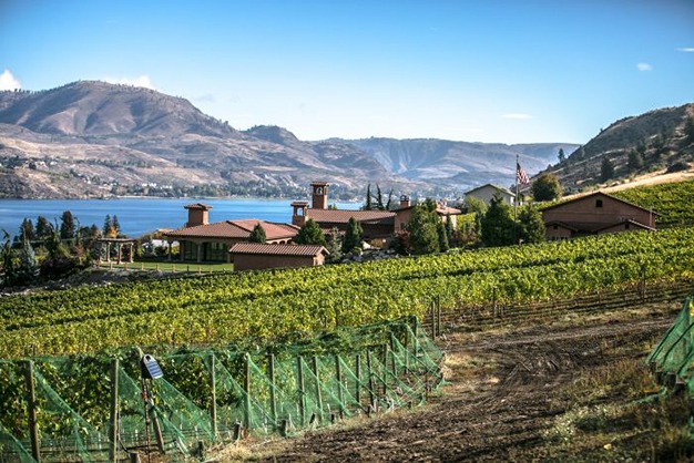 The Tsillan Cellars winery sprawls on the hillside above Lake Chelan