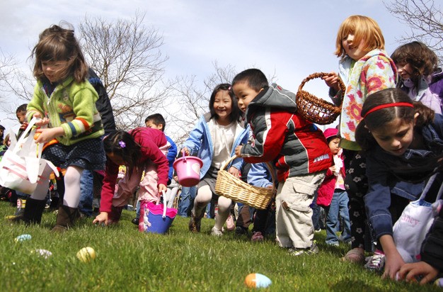 Two Easter egg hunts for children will be held on Saturday evening
