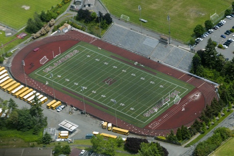 An aerial view of Islander Stadium