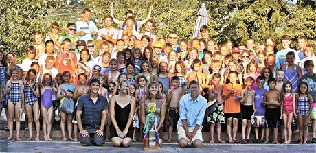 The Mercerwood Shore Club summer swim team recently won the Midlakes trophy. Coaches