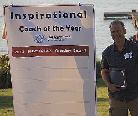 Steve Mattox was named the Mercer Island Boys & Girls Club most inspirational coach of the year for his work coaching youth wrestling and baseball teams.