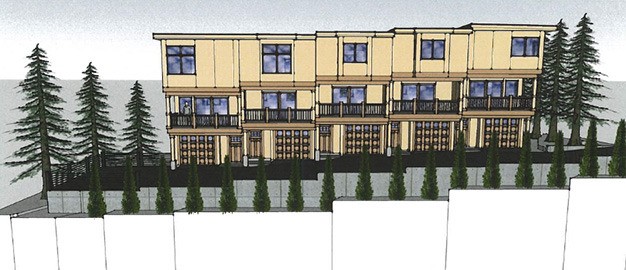 This rendering shows five new townhomes on the slope behind the old Islander Restaurant location on S.E. 27th Street.