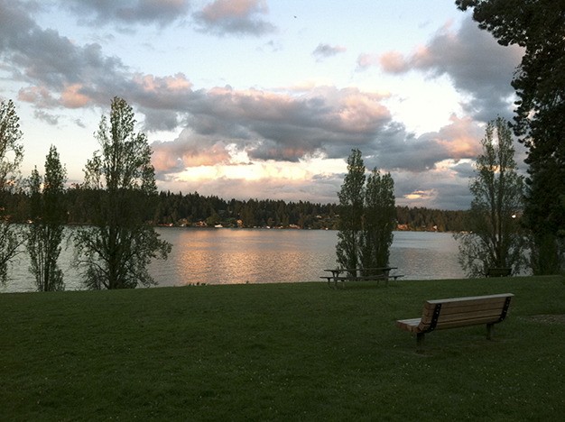 Pink clouds reflect the sunset at Luther Burbank Park