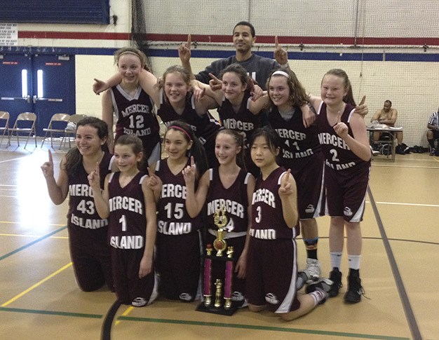 The Mercer Island girls 6th grade select basketball team members include (front row
