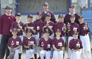 The Mercer Island 10U baseball team won the May Day Mayhem Tournament in Yakima in early May. The team includes: (front row) Greg Fuchs