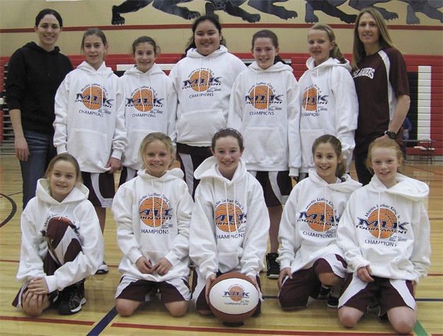 The Mercer Island fifth grade maroon basketball team includes: Asst. Coach Kara Ralph