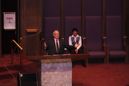 Former MIHS principal John Harrison speaks to the class of 2012 at Baccalaureate.