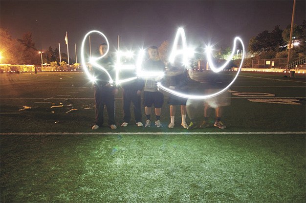 Students write out ‘relay’ during the Mercer Island High School Relay for Life event in mid-May. This year’s event raised $108