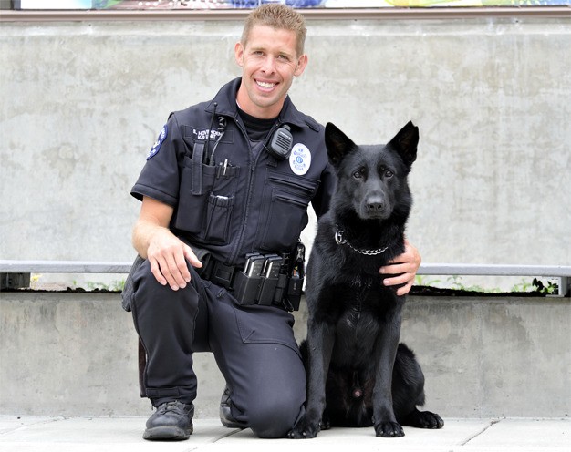 Redmond Police Officer Sam Hovenden and his dog