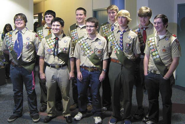 Members of the Mercer Island Boy Scout Troop 647 were honored during a recent Mercer Island City Council meeting. They include three Eagle Scouts