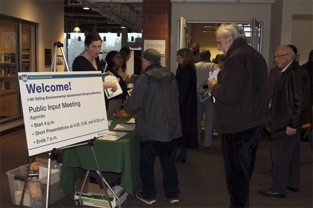 The Mercer Room at the community center quickly filled to capacity during the WSDOT I-90 tolling meeting on Jan. 29