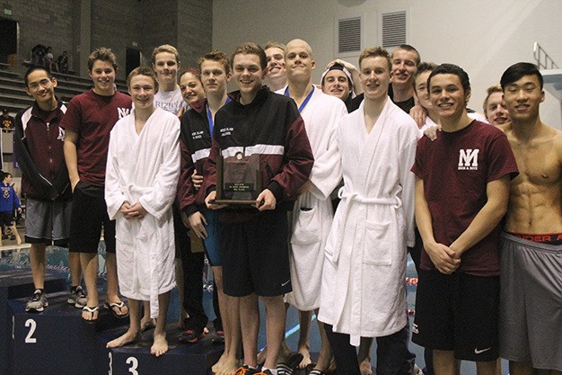 The Mercer Island boys swim and dive team placed third overall at the 3A state championships Saturday