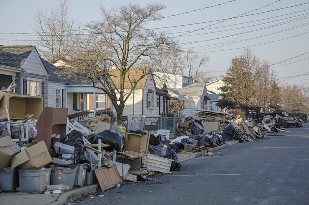 Piles of debris remain weeks after Hurricane Sandy flooded these homes in New Jersey. FEMA is working with state and local officials to assist residents who were affected by Hurricane Sandy.