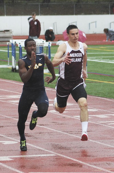 Mercer Island senior Nicholas Sinclair finished second in the 100 meter race on Thursday against Bellevue.