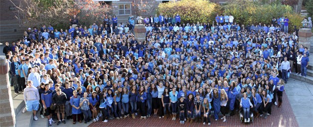 Hundreds of Mercer Island High School students wore blue clothing to school on Nov. 4 to support their friend and classmate