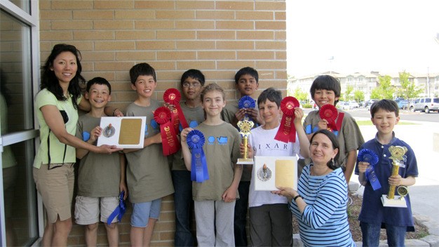 Participants in the math contest are from left