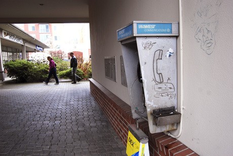 A pay phone in Tabit Square