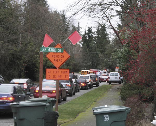 An accident at Island Crest Way and Merrimount Drive on Wednesday