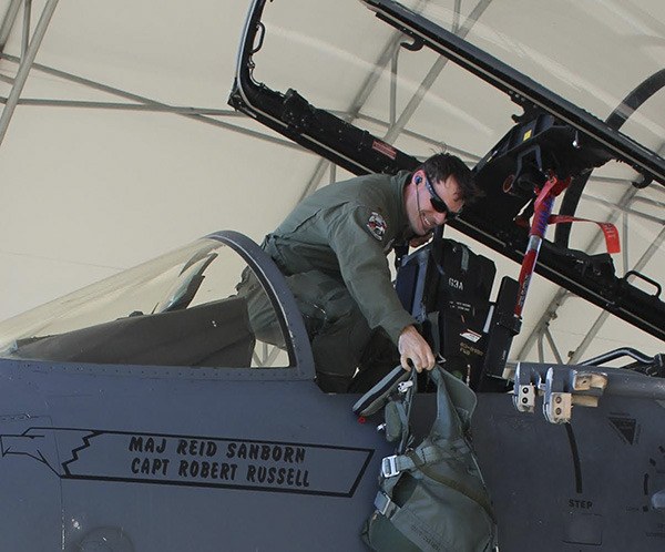 Major Reid Sanborn flew his last flight in the Air Force on Oct. 11.
