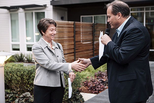 BRE Vice President Kevin Grani welcomes Cindy Goodwin