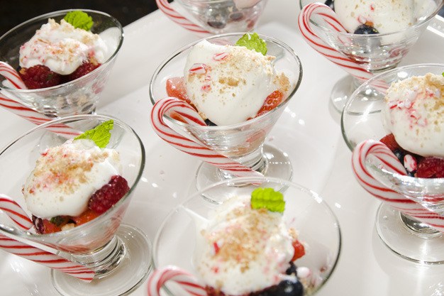 Michelle Peyree’s berries with mint and cream appetizer.