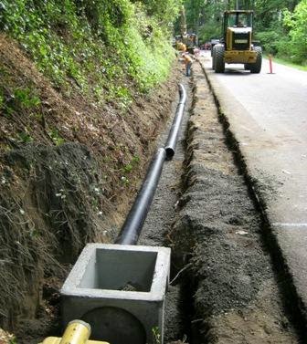 East Mercer Way shoulder improvement projects continue. This photo was taken in 2013.