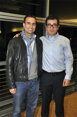 Israeli soldiers Shai Bernstein and Hen Mazzig visit the Mercer Island Community and Event Center during the StandWithUs Israeli Soldiers’ Stories tour on Sunday