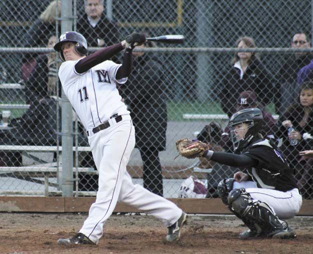Mack Schlamp swing during the Islanders home loss to Lake Washington last Friday. Schlamp was one of two Islanders to record a hit against Kang's pitcher Zach Johnson.