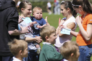 St. Monica’s held a walkathon last Thursday to raise money for one-year-old Luke Smith