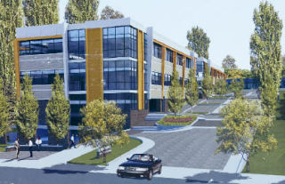 This illustration shows the new office complex approved to be built adjacent to city hall.