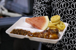 Middle school lunches now include polystyrene lunch trays.