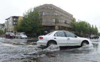 Hard rain last week briefly caused this downtown street to flood.