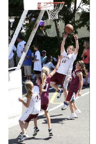 Julia Blumenstein goes up for two points during the 3-on-3 basketball competition.