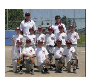 The 8-and-under Lightning baseball team.