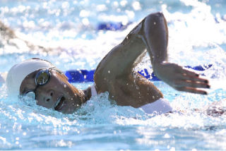 Jennifer Pak swims in the 500-yard freestyle event as the Islanders defeated Bainbridge Island on Sept. 9 at a rare Mercer Island Beach Club-hosted swim meet. Complete results can be found on page A11.
