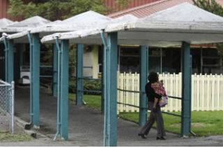 The entrance to the Country Village Day School in the North Mercer complex of the Mercer Island School District needs attention.