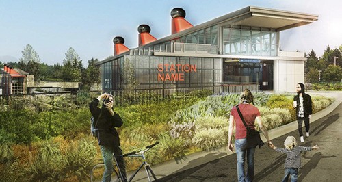 Renderings of the Mercer Island light rail station were presented at a Nov. 19 open house.