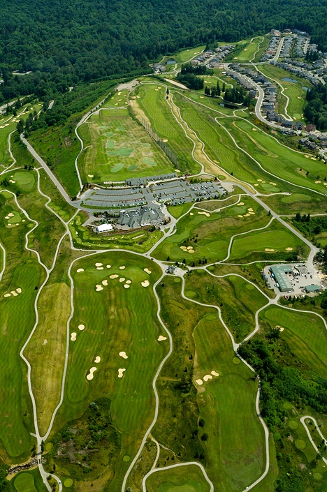 Aerial view of the Newcastle Golf Course in Bellevue.