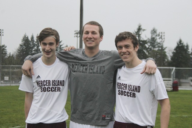 Mercer Island boys soccer captains (from left) Lucas Meek